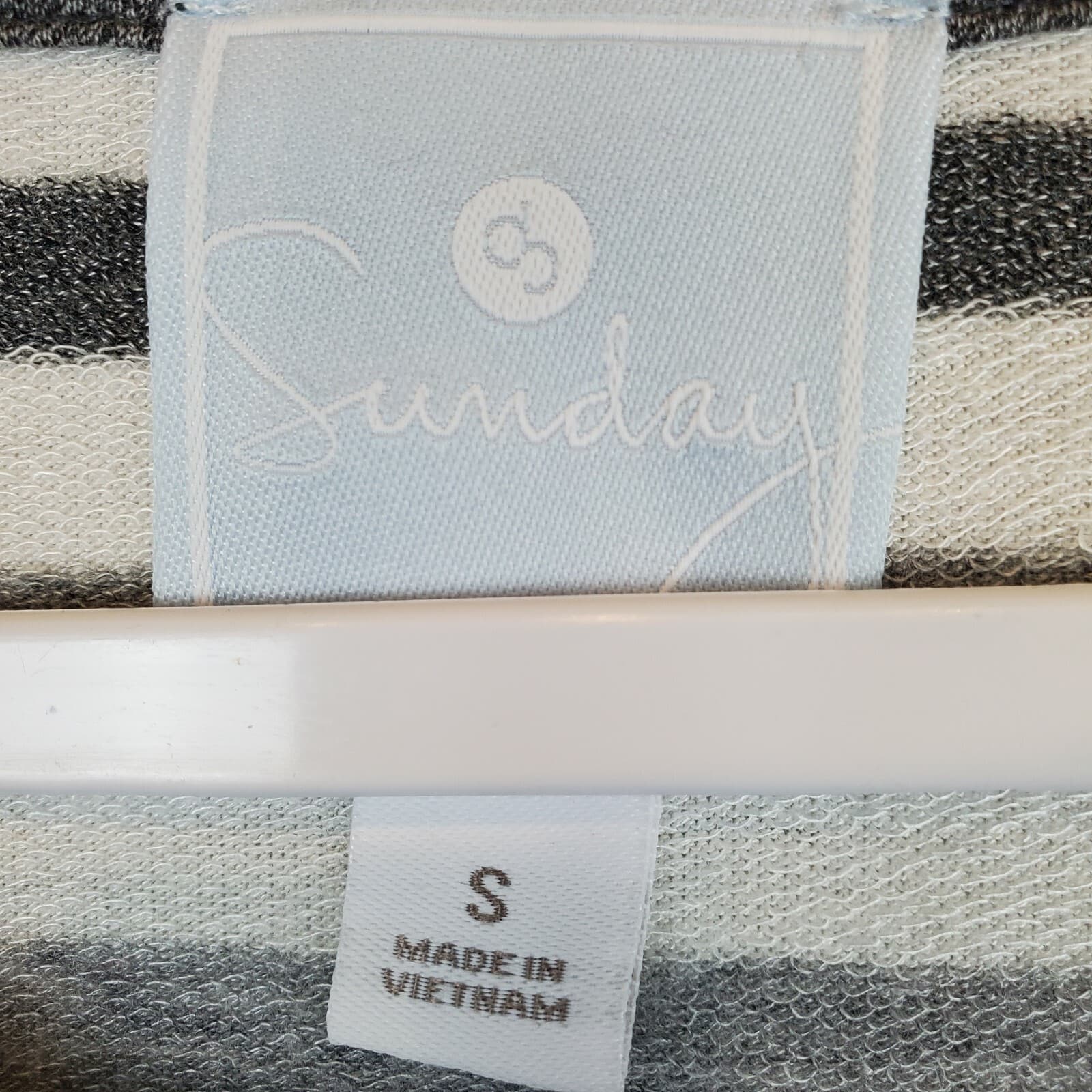Sunday Womens Size Small Long Sleeve Gray White Striped Pullover Super Soft - Thumbnail 2