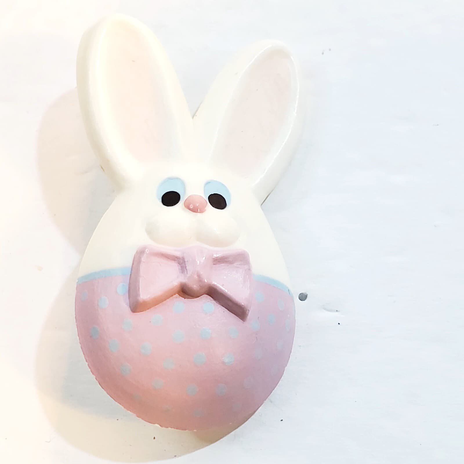 Vintage 1981 Hallmark Cards Molded Plastic Easter Bunny with Bow Tie Brooch Pin