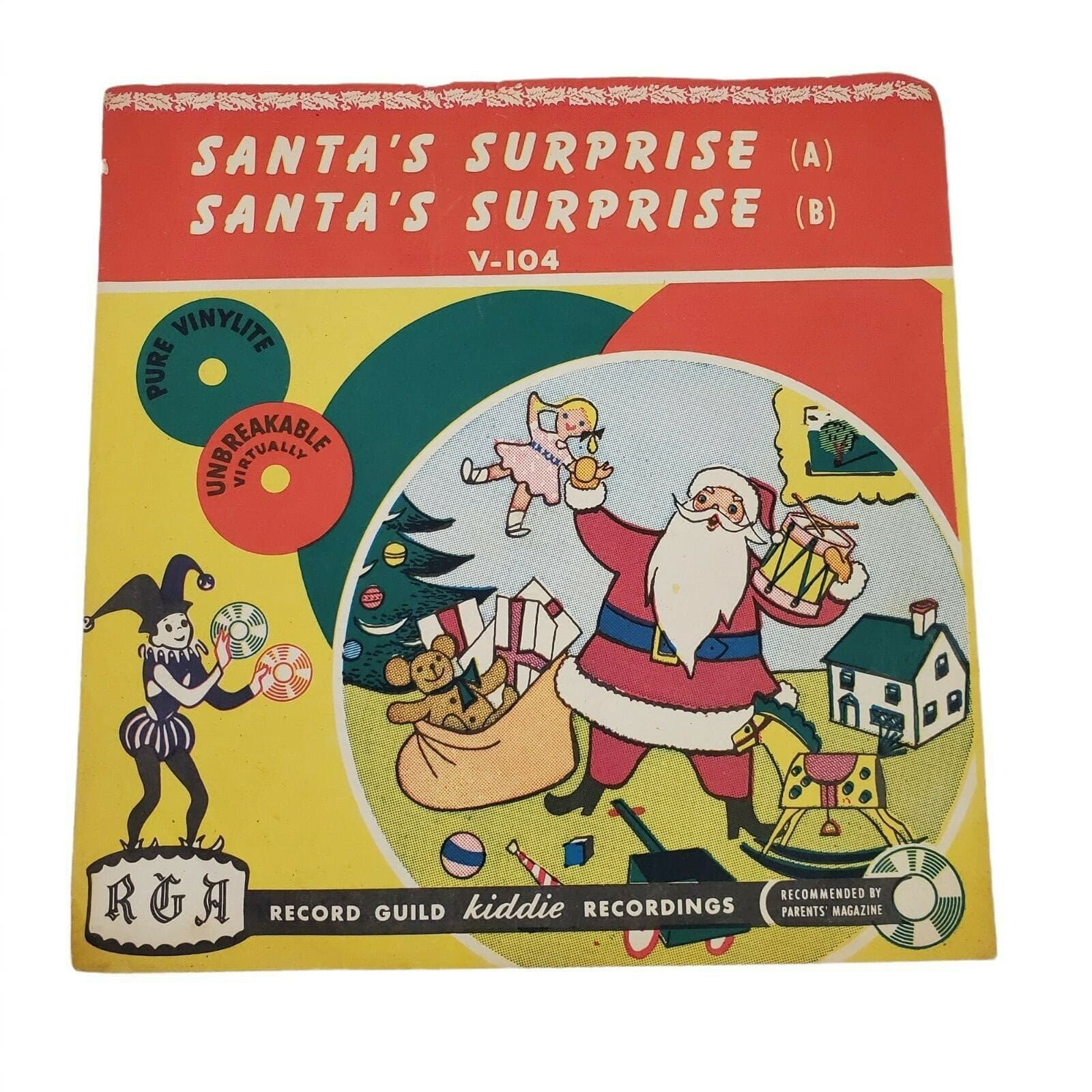 Vintage RGA Record Guild Santas Surprise Christmas 45rpm Unbreakable Untested