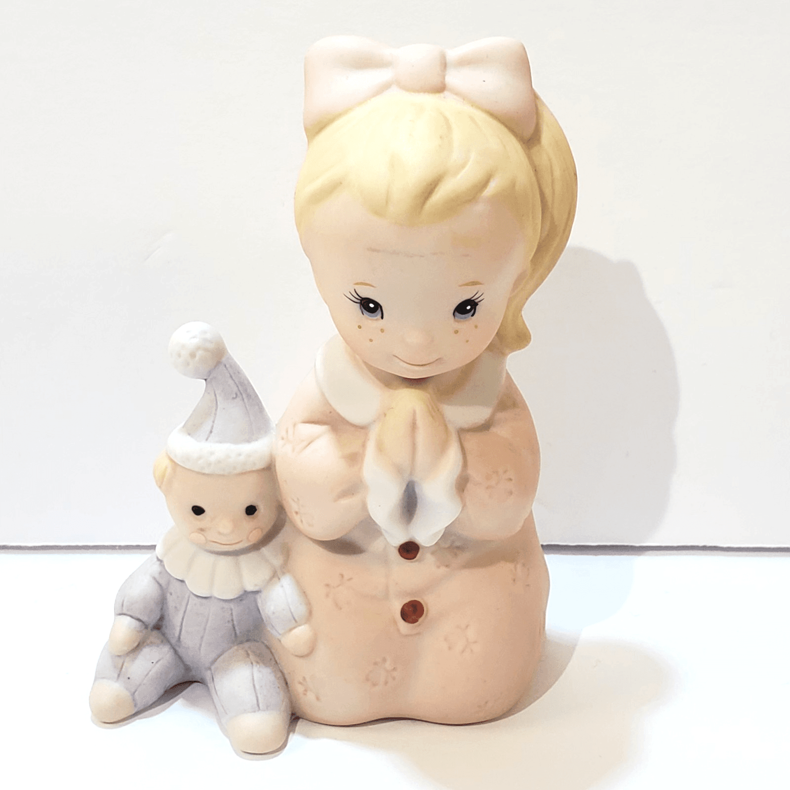 Vtg HOMCO Girl Praying Figurine with Teddy Bear Porcelain Bedtime Prayer #1433