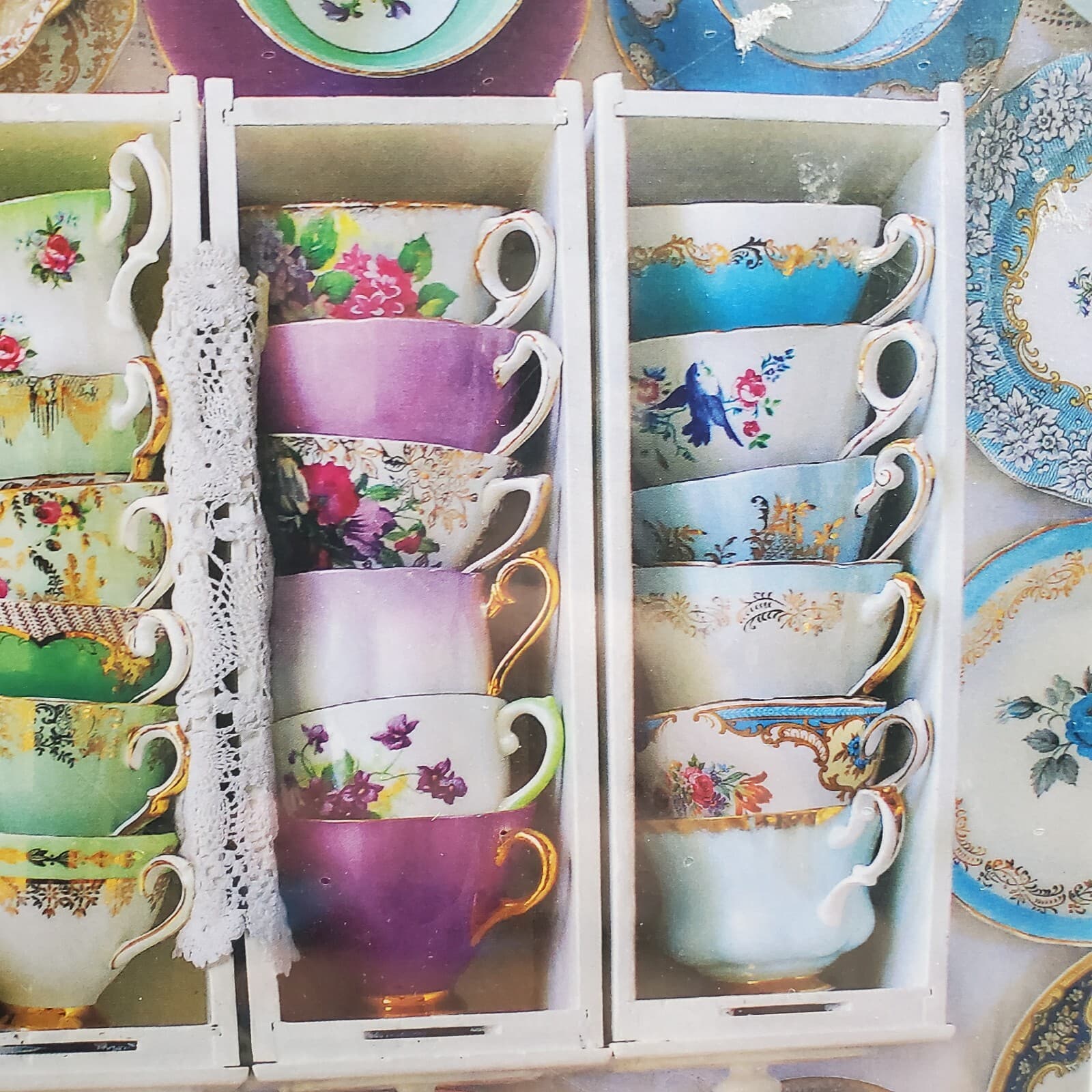 Eurographics Colorful Tea Cups 1000pc Jigsaw Puzzle Alison Henley New 19 x 26 - Thumbnail 5