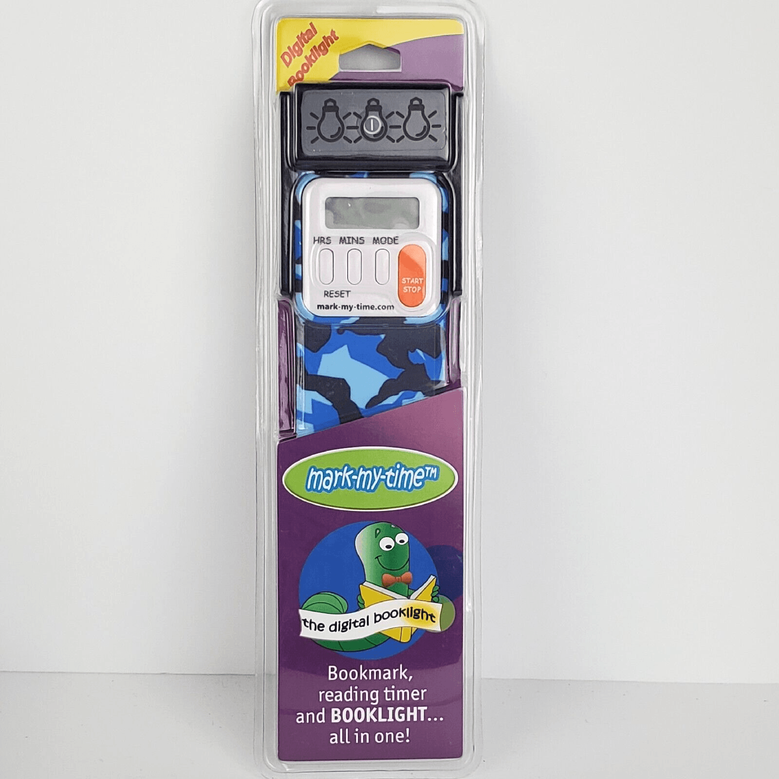 Mark-My-Time LED Book Light and Digital Reading Timer Bookmark Blue Camouflage