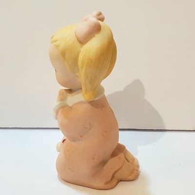 Vtg HOMCO Girl Praying Figurine with Teddy Bear Porcelain Bedtime Prayer #1433 - Thumbnail 5