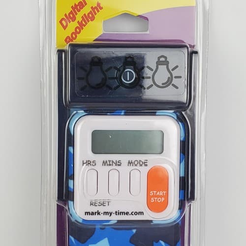 Mark-My-Time LED Book Light and Digital Reading Timer Bookmark Blue Camouflage - Thumbnail 2