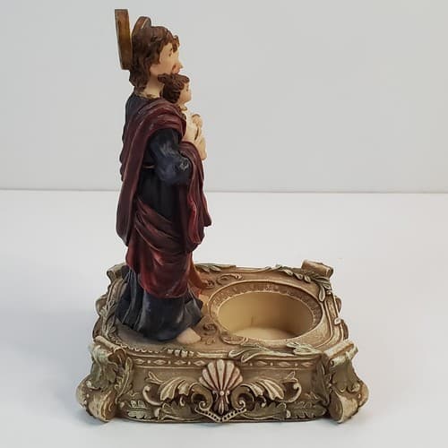 Vintage Santini Gold Italy Style Joseph Mary Baby Jesus Candle Holder Figurine - Thumbnail 6