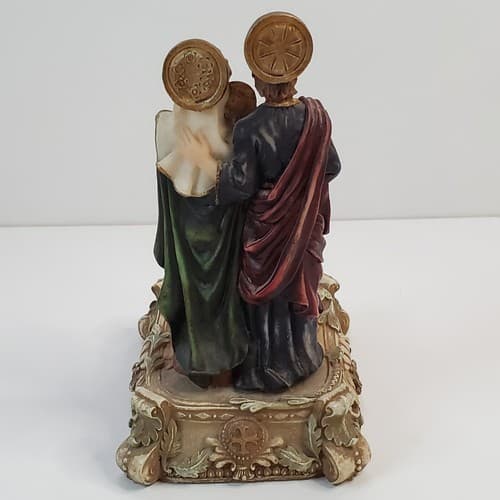 Vintage Santini Gold Italy Style Joseph Mary Baby Jesus Candle Holder Figurine - Thumbnail 5