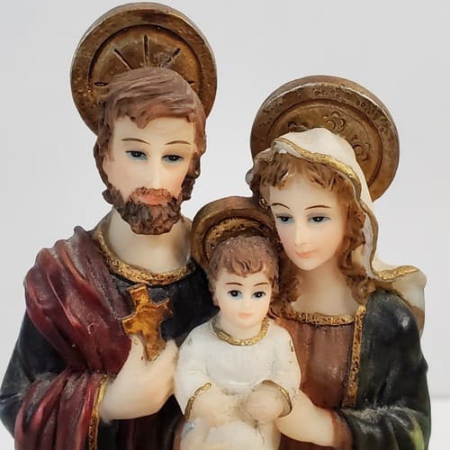 Vintage Santini Gold Italy Style Joseph Mary Baby Jesus Candle Holder Figurine - Thumbnail 2