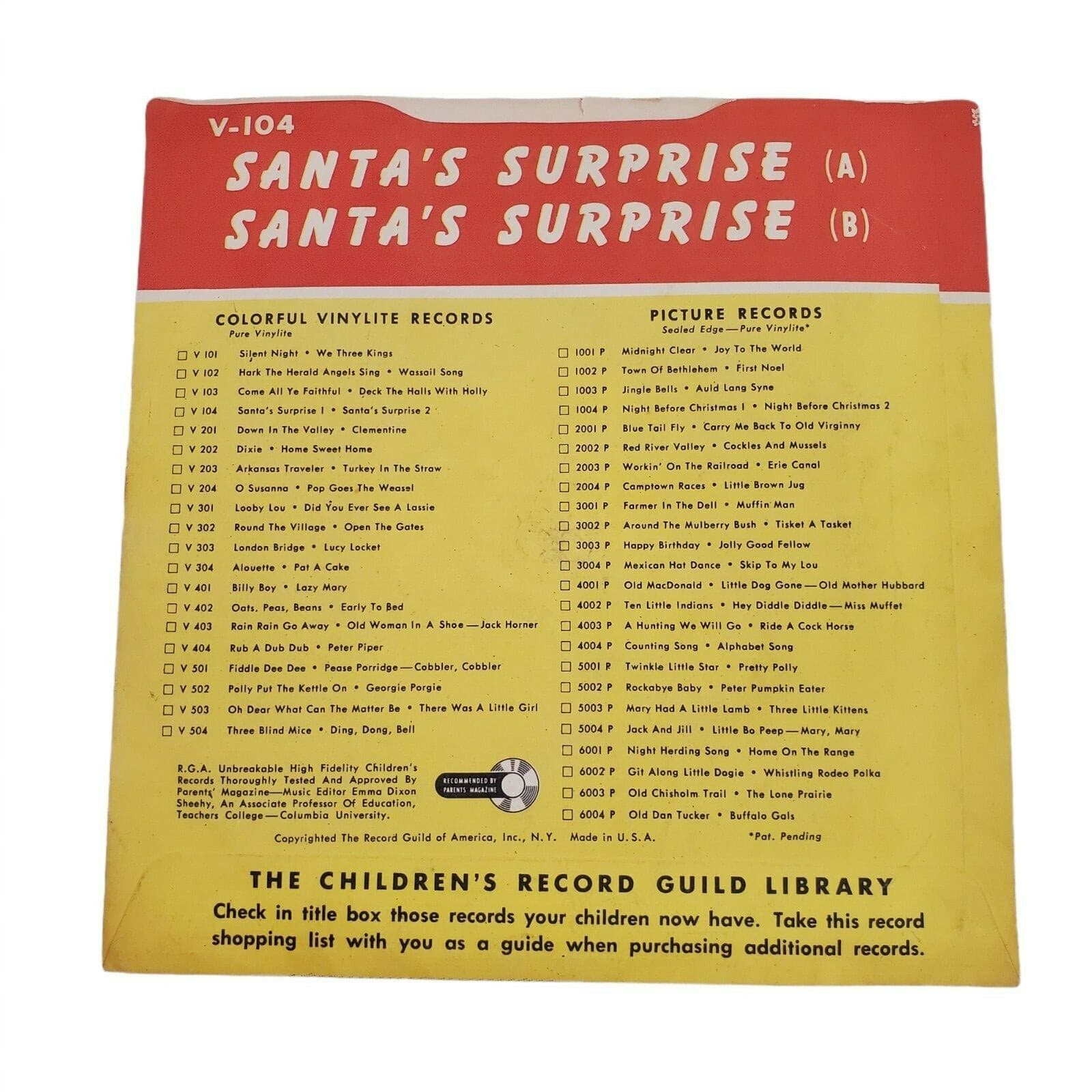 Vintage RGA Record Guild Santas Surprise Christmas 45rpm Unbreakable Untested - Thumbnail 2