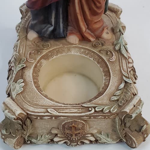 Vintage Santini Gold Italy Style Joseph Mary Baby Jesus Candle Holder Figurine - Thumbnail 3