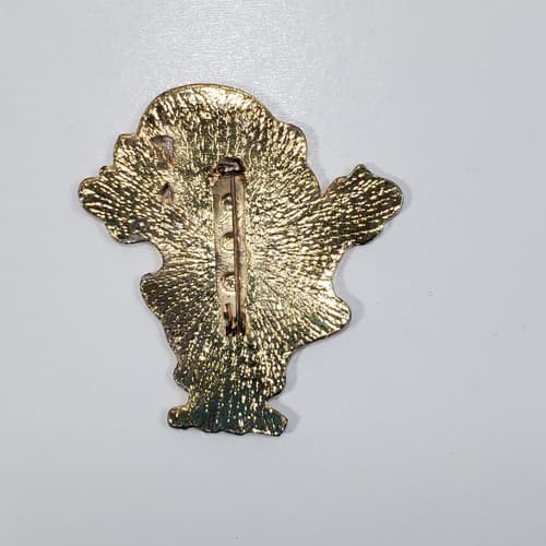Gold Tone Red White Black Glossy Enamel Santa Claus Christmas Pin Brooch - Thumbnail 2