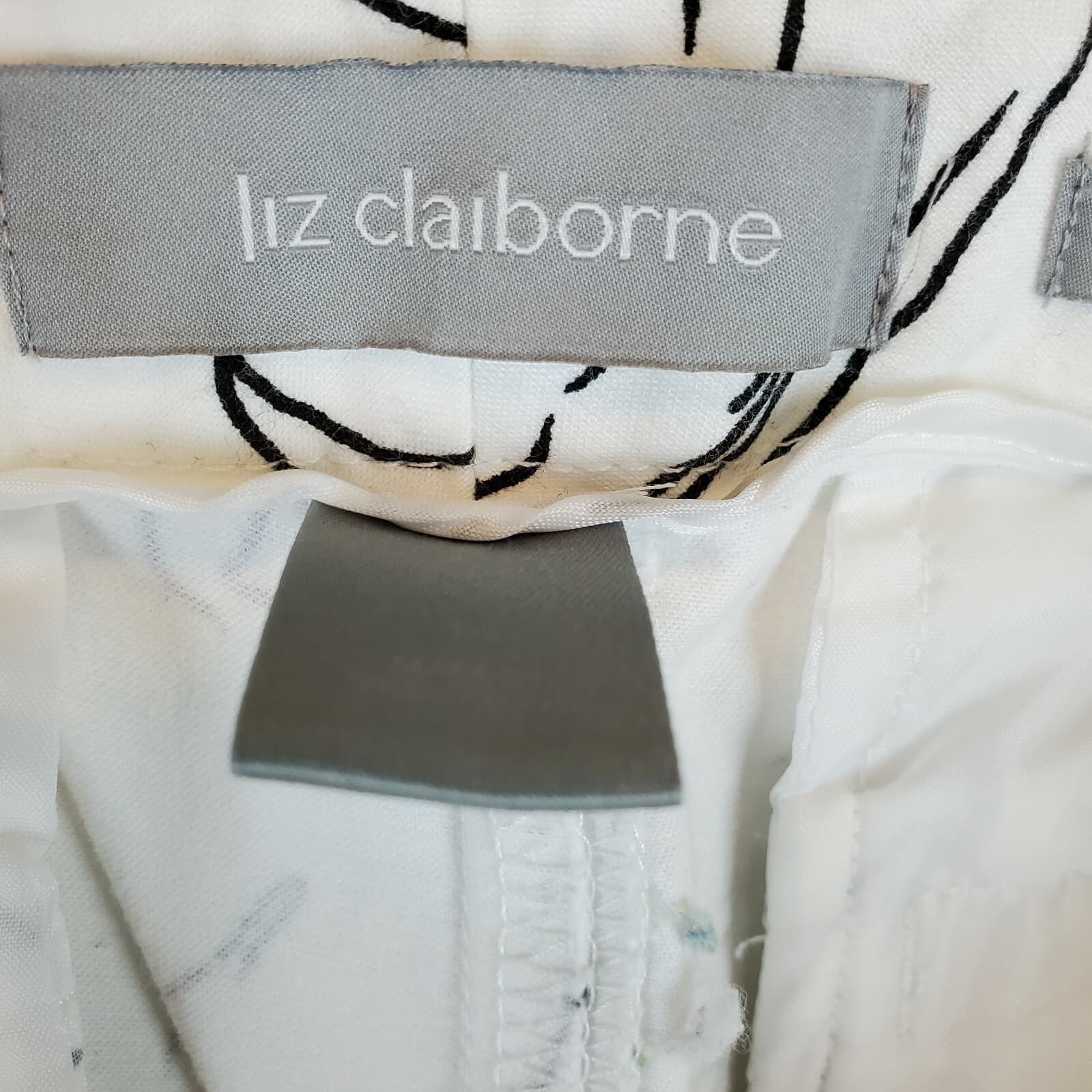 Liz Claiborne Audra Womens Capris Size 14 White Black Graphics Cotton/Spandex - Thumbnail 8