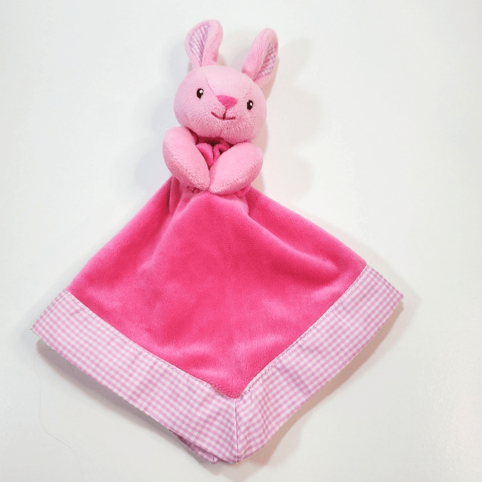 Prestige Baby Bunny Rabbit Plush Soft Lovey Pink Gingham Checks Trim