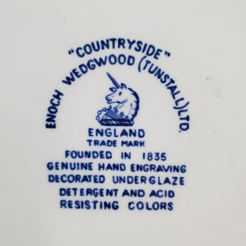 Vtg Enoch Wedgwood Tunstall LTD Countryside Blue 10 in Dinner Plate England - Thumbnail 5