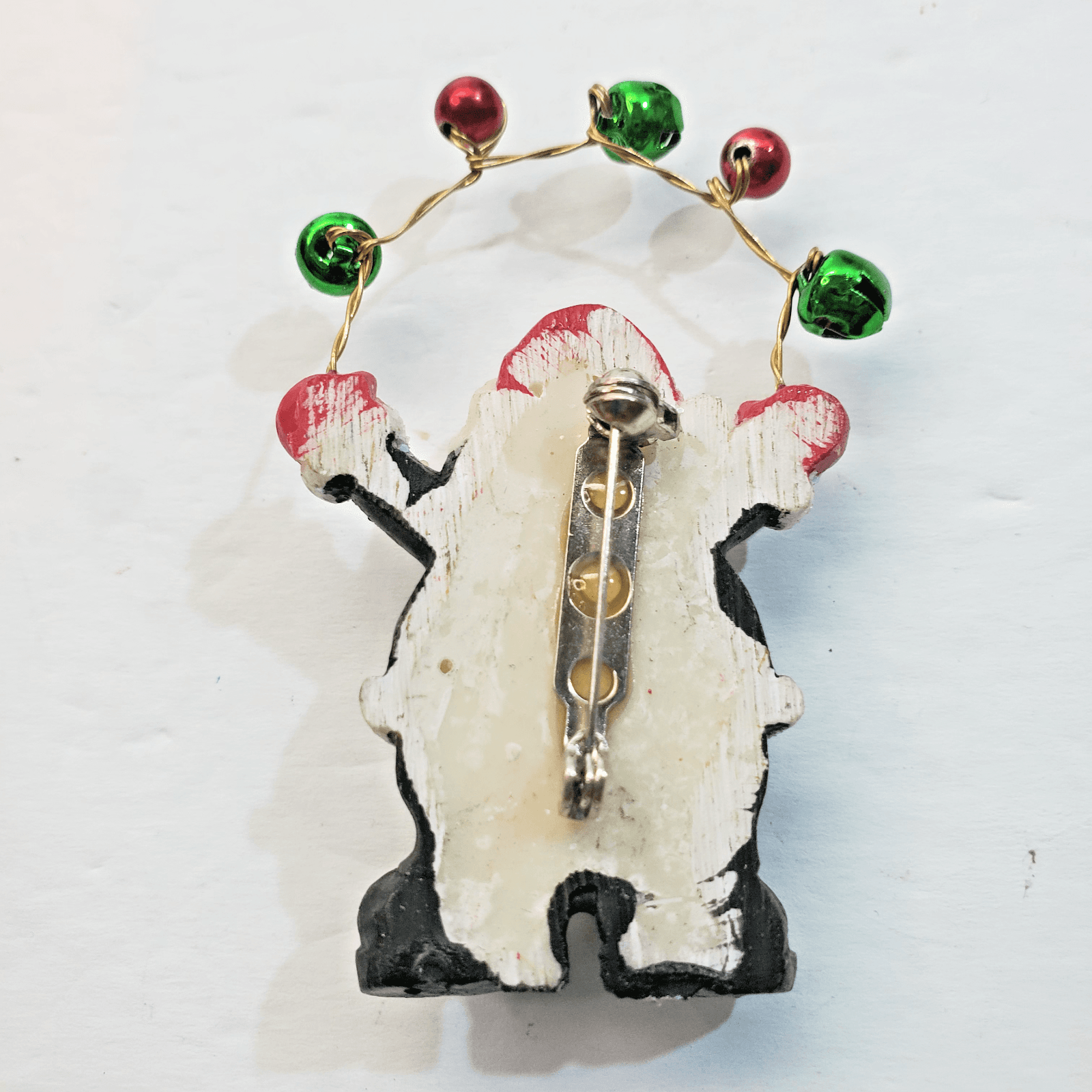 Vintage Resin and Metal Juggling Santa Christmas Holiday Brooch Pin - Thumbnail 2