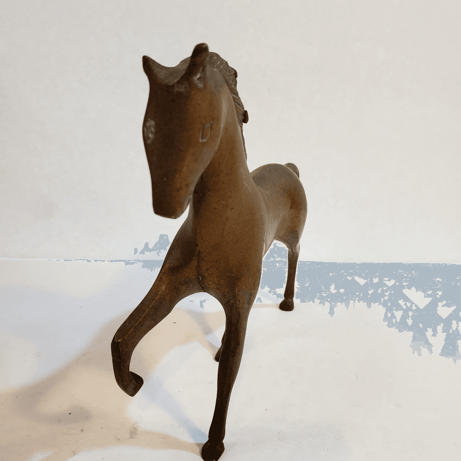 Vintage Brass Trotting Horse Figure Figurine 6.5 x 5.5" Made in Korea Patina - Thumbnail 2