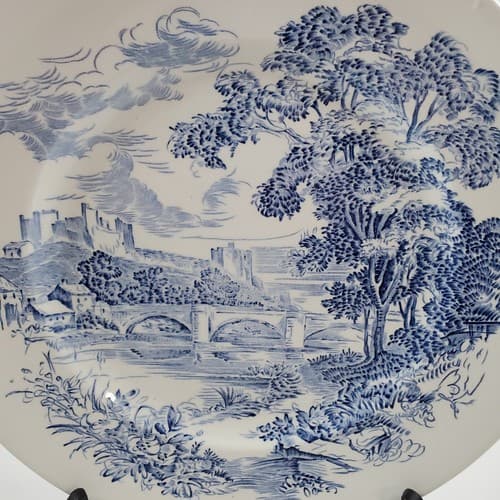 Vtg Enoch Wedgwood Tunstall LTD Countryside Blue 10 in Dinner Plate England - Thumbnail 2