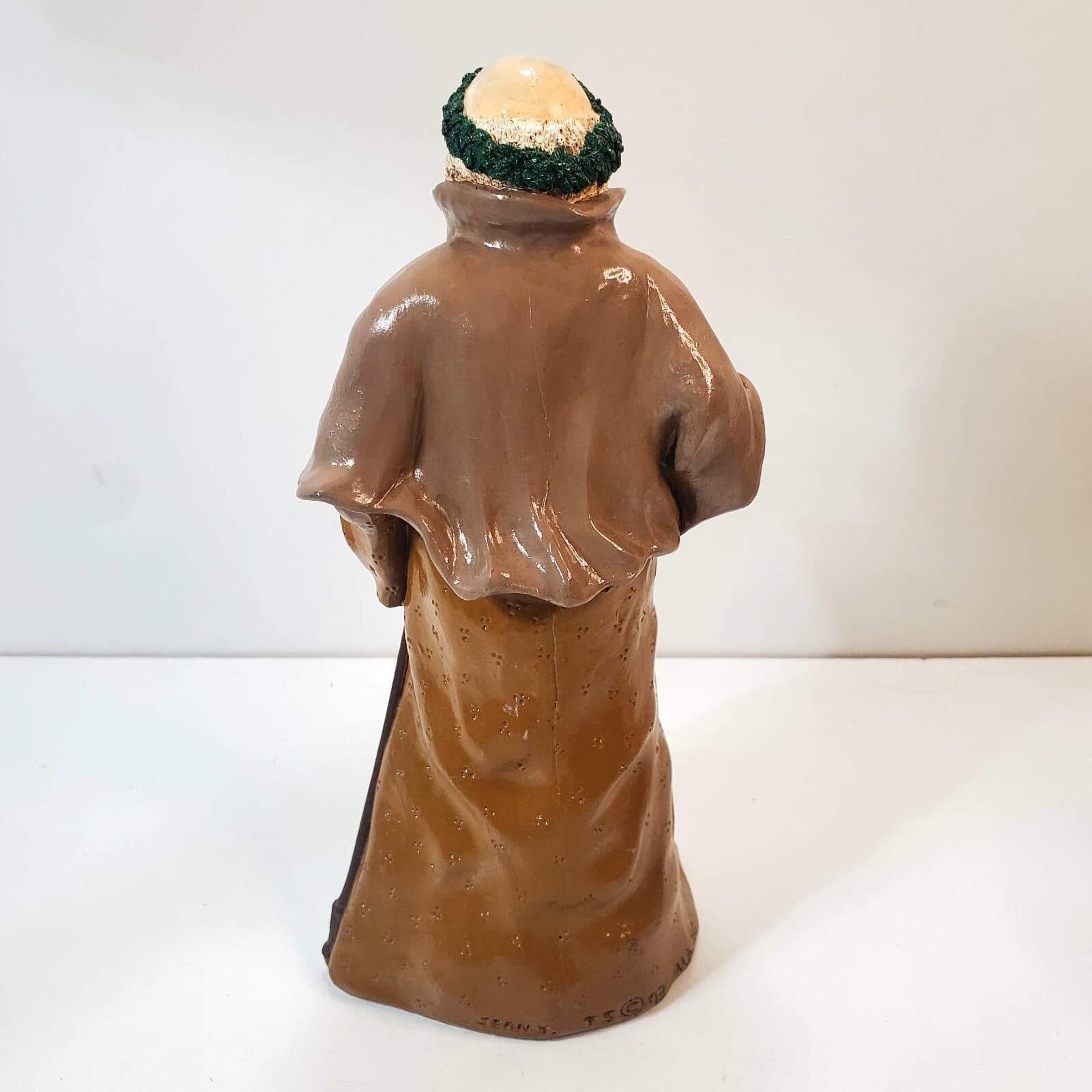 Vtg Handcrafted Folk Art Santa Claus Father Time Figure 1993 Signed Jean S TS 93 - Thumbnail 4