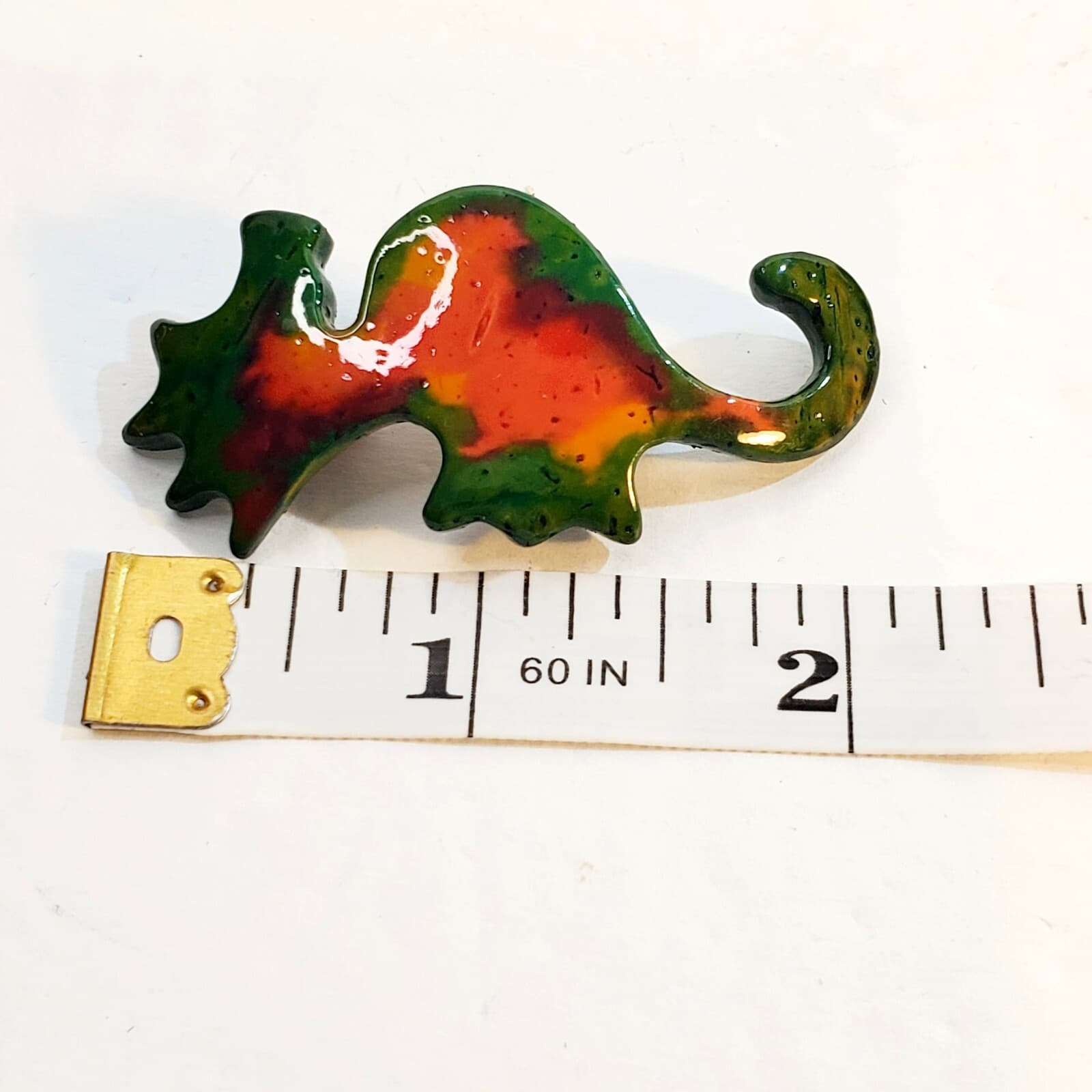 Artisan Multicolor Abstract Resin Seahorse Brooch Pin Marine Jewelry - Thumbnail 3