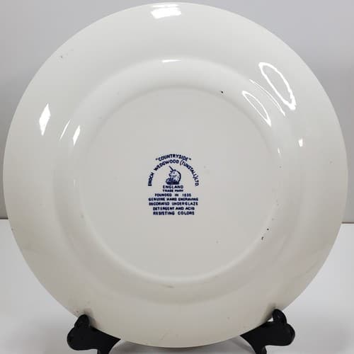 Vtg Enoch Wedgwood Tunstall LTD Countryside Blue 10 in Dinner Plate England - Thumbnail 4