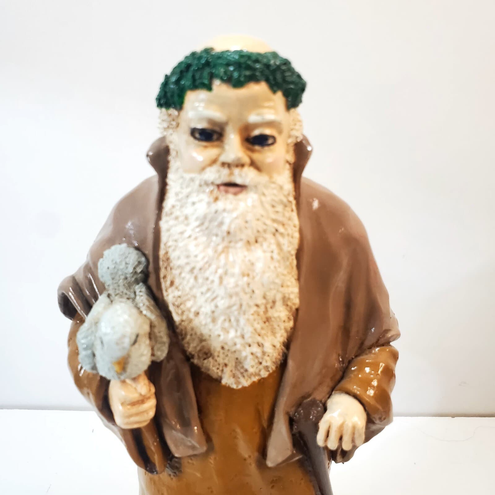 Vtg Handcrafted Folk Art Santa Claus Father Time Figure 1993 Signed Jean S TS 93 - Thumbnail 2