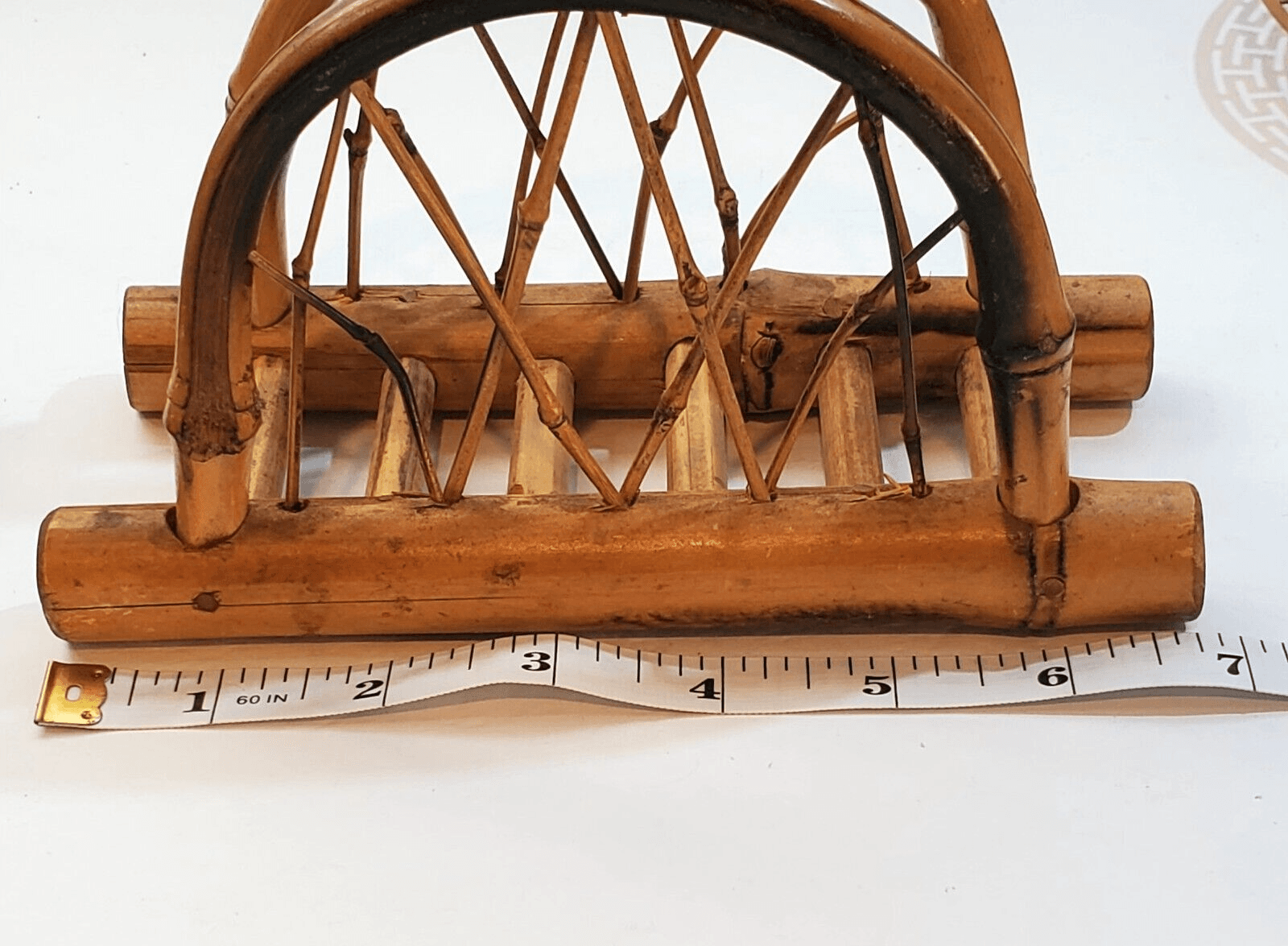 Vintage Bamboo Napkin Holder Boho Rounded Arched Criss Cross Pattern Tiki - Thumbnail 6