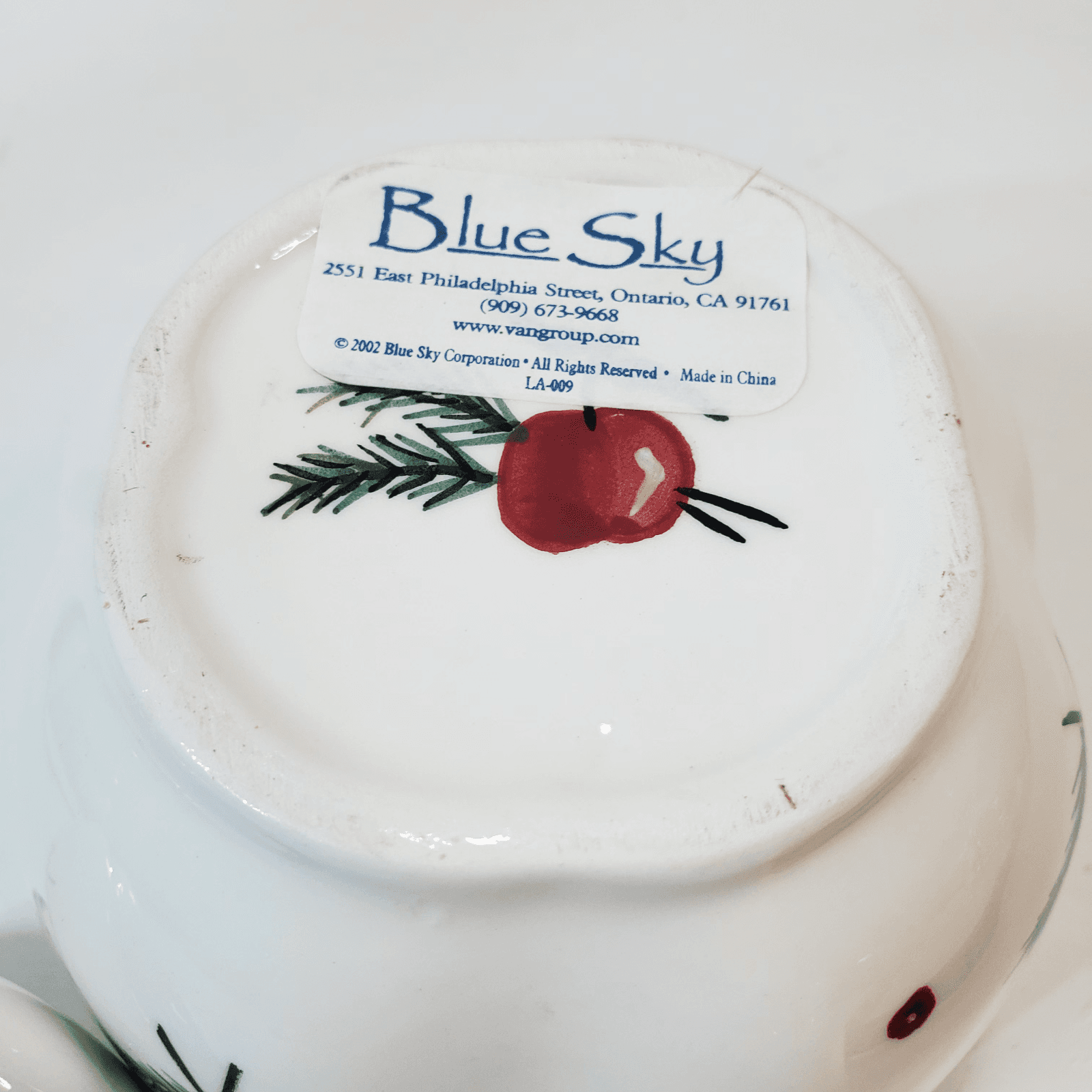 Vtg Blue Sky 2002 Winterberry Holly Christmas Lidded Sugar Bowl Holiday Serving - Thumbnail 4