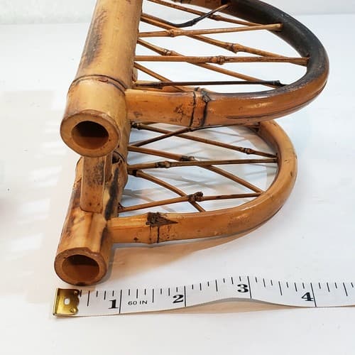 Vintage Bamboo Napkin Holder Boho Rounded Arched Criss Cross Pattern Tiki - Thumbnail 7