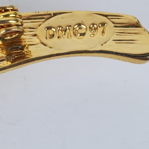 Vintage DM 97 Gold Tone Metal Red Enamel Dozen Long Stem Roses Brooch Pin - Thumbnail 3