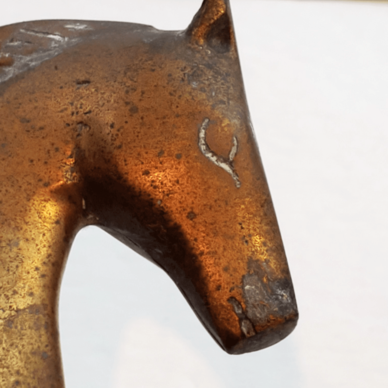 Vintage Brass Trotting Horse Figure Figurine 6.5 x 5.5" Made in Korea Patina - Thumbnail 7