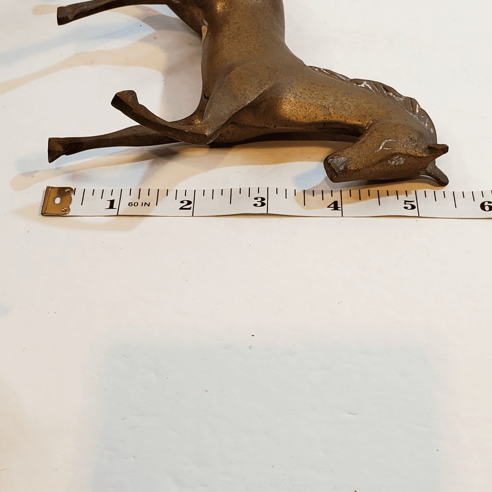 Vintage Brass Trotting Horse Figure Figurine 6.5 x 5.5" Made in Korea Patina - Thumbnail 10