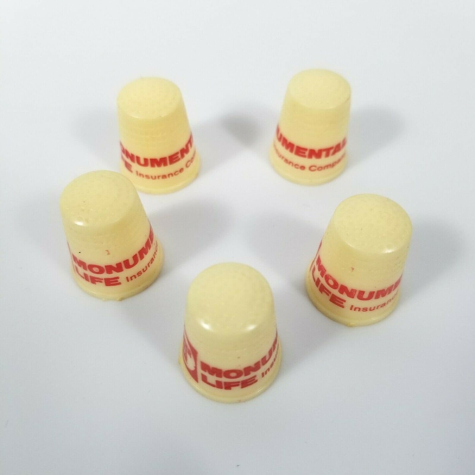 Vintage Thimbles Plastic Advertising Lot of 5 Numbered Sewing Quilting
