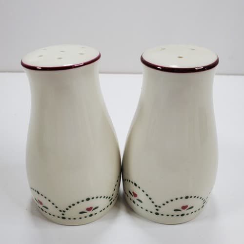 Vintage CCCC Japan Hearts Design Salt & Pepper Shaker Set White Blue Red