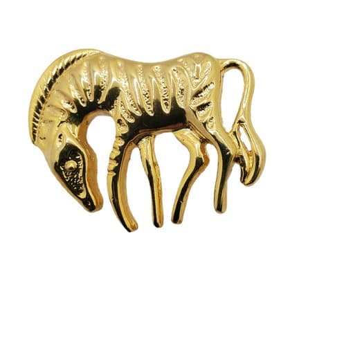 Unsigned Gold Tone Zebra Brooch Pin Costume Jewelry Zoo Animal