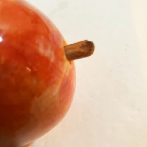 Vintage Alabaster Stone Papaya Fruit with Wood Stem Paperweight Decor 1 LB - Thumbnail 4