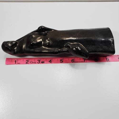Vintage Redware Woman Carrying Jug Pottery Figurine Statue Black Glaze Hollow - Thumbnail 10