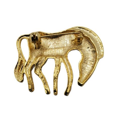 Unsigned Gold Tone Zebra Brooch Pin Costume Jewelry Zoo Animal - Thumbnail 2