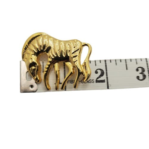 Unsigned Gold Tone Zebra Brooch Pin Costume Jewelry Zoo Animal - Thumbnail 3