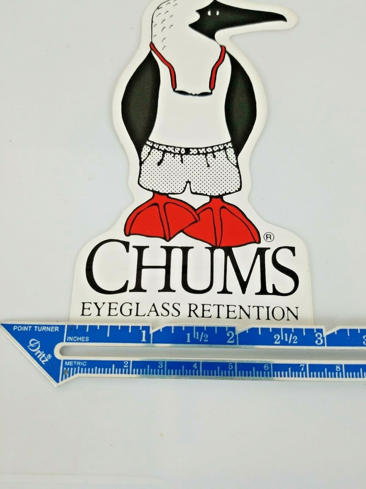 Chums Penguin Sunglasses Retainer Skate Surf Eyewear Sticker/Decal 3" x 5.25" - Thumbnail 5