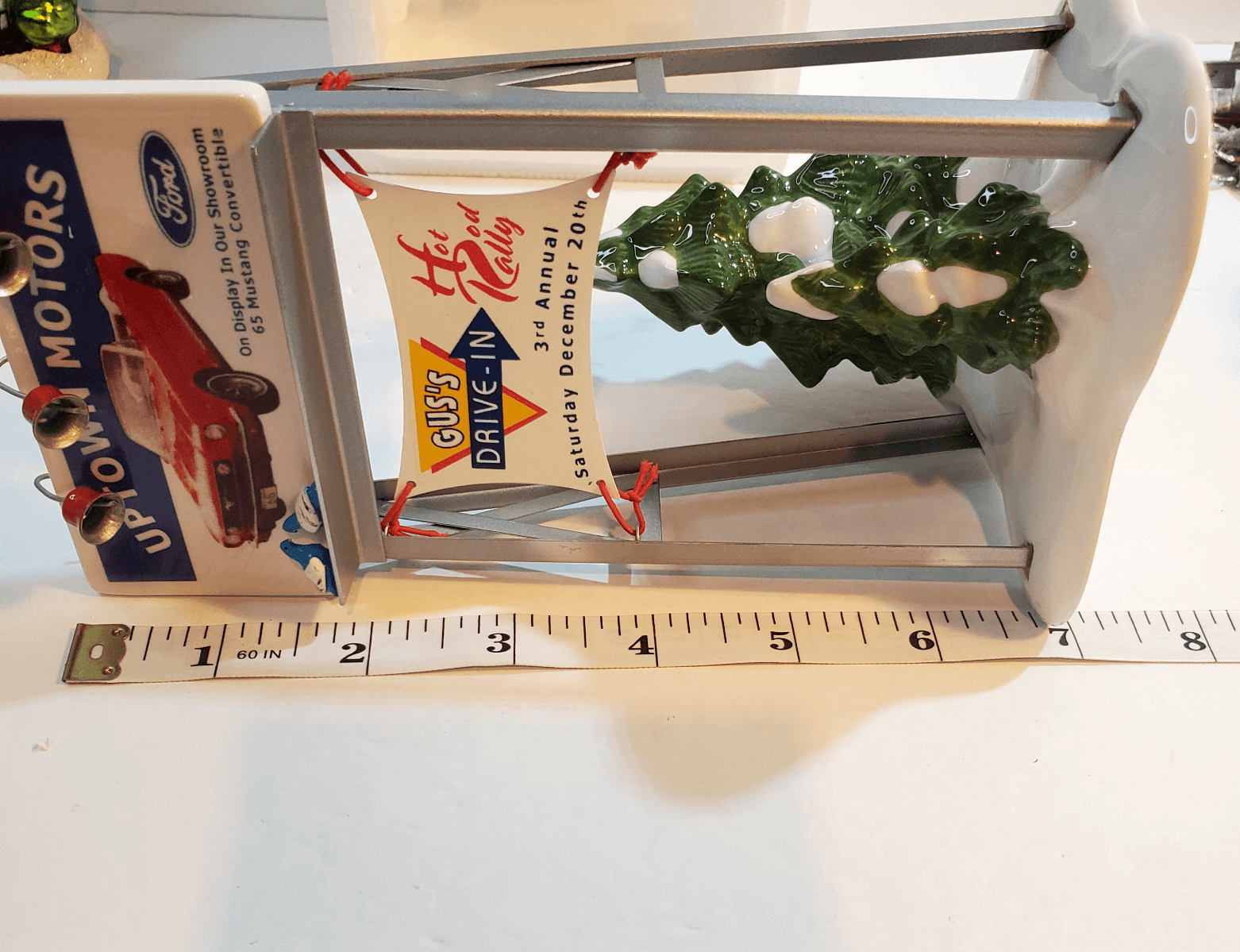 Department 56 Snow Village Accessory Ford Uptown Motors Sign Hot Rod Rally 52780 - Thumbnail 12