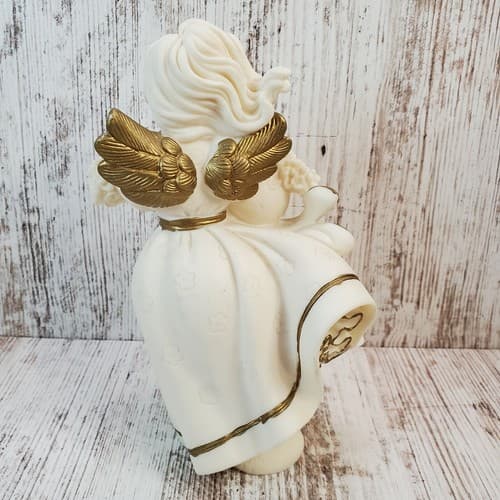 Vintage Windsong Angel by Roman Figurine 85779 Angel Holding Bird and Flowers - Thumbnail 4