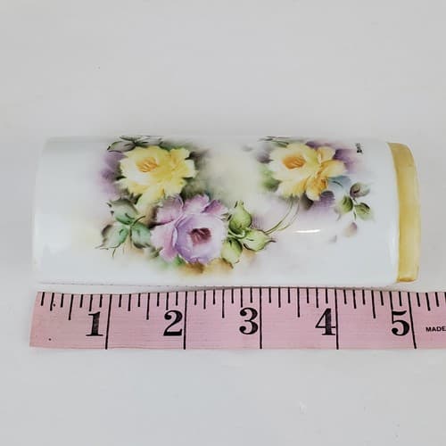 Gerold Porzellan Bavaria Porcelain Mini Bud Vase Germany Purple Yellow Floral 5" - Thumbnail 9