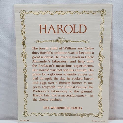 Vtg 1985 Woodmouse Family Harold Mouse Figurine With Name Card Franklin Mint - Thumbnail 7