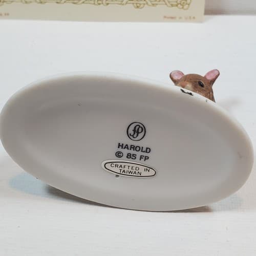 Vtg 1985 Woodmouse Family Harold Mouse Figurine With Name Card Franklin Mint - Thumbnail 6