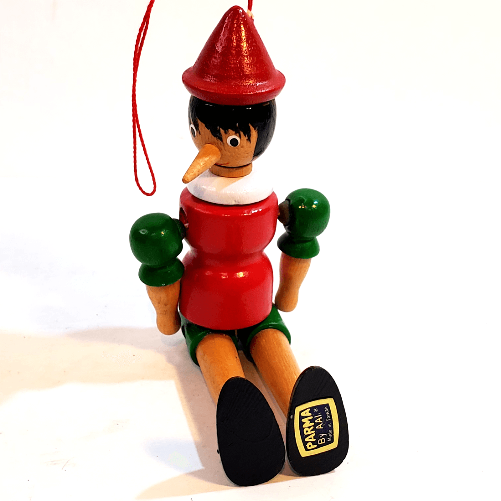 Vintage Parma by AA1 Pinocchio Articulated Wood Doll Ornament 6.5" Tall Taiwan