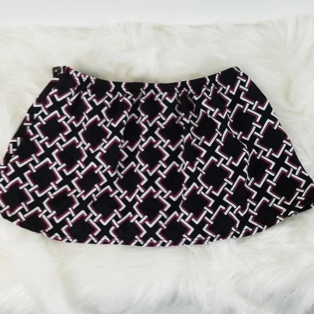 INC International Concepts Women's Black White Pink Geometric Print Swim Skirt 8 - Thumbnail 8