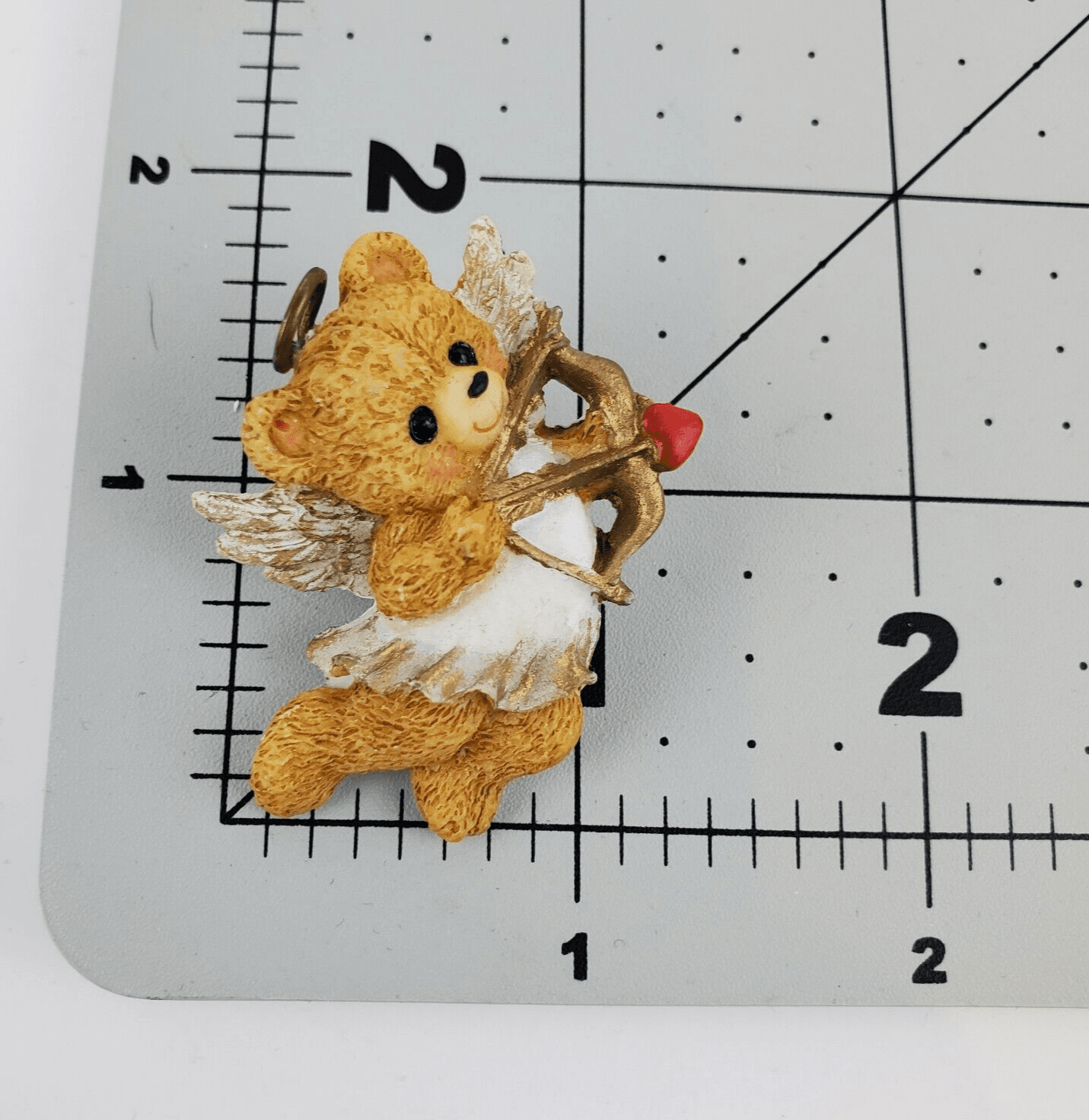 Vtg Cupid Angel Bear with Bow and Arrow Resin Plastic Holiday Tack Pin Brooch - Thumbnail 3