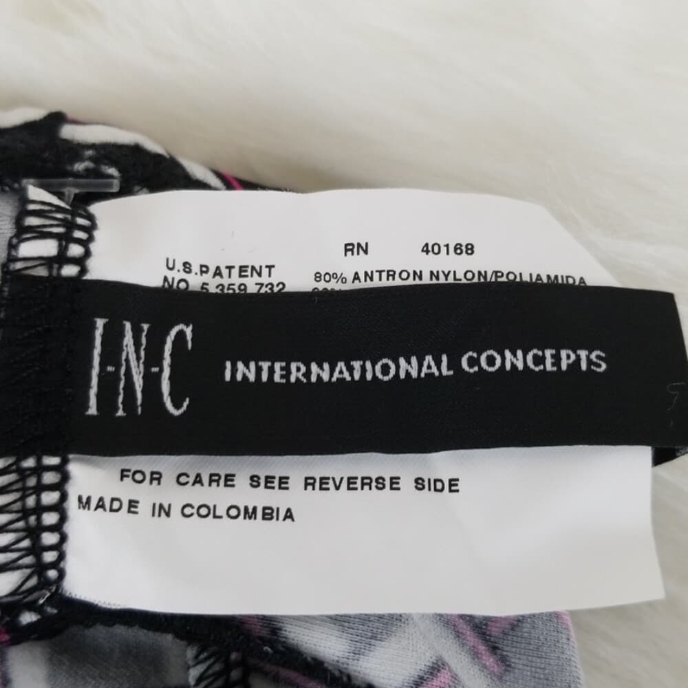 INC International Concepts Women's Black White Pink Geometric Print Swim Skirt 8 - Thumbnail 7