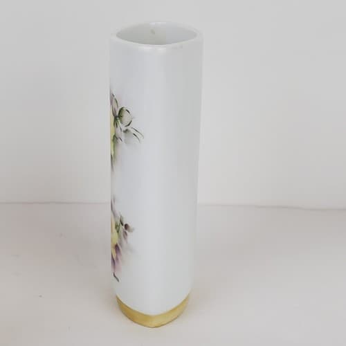 Gerold Porzellan Bavaria Porcelain Mini Bud Vase Germany Purple Yellow Floral 5" - Thumbnail 5