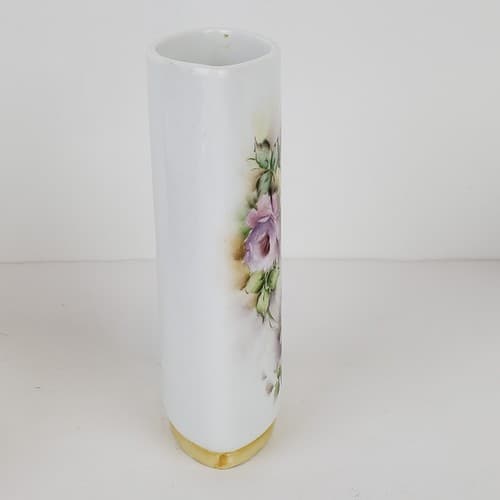 Gerold Porzellan Bavaria Porcelain Mini Bud Vase Germany Purple Yellow Floral 5" - Thumbnail 3