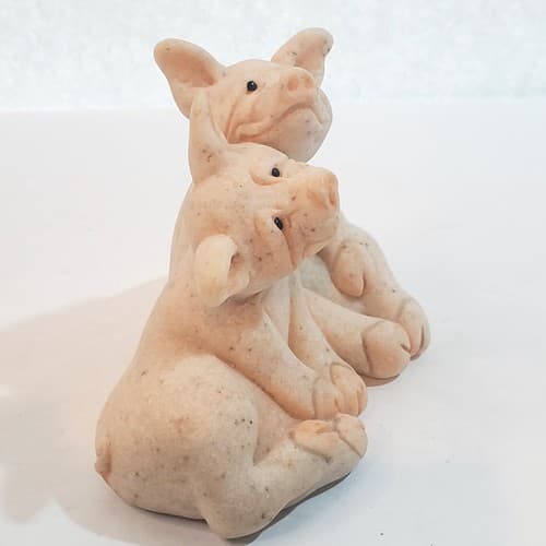 Vintage 2000 Quarry Critters Pigs Pepper & Posh Second Nature Design Figurine - Thumbnail 2